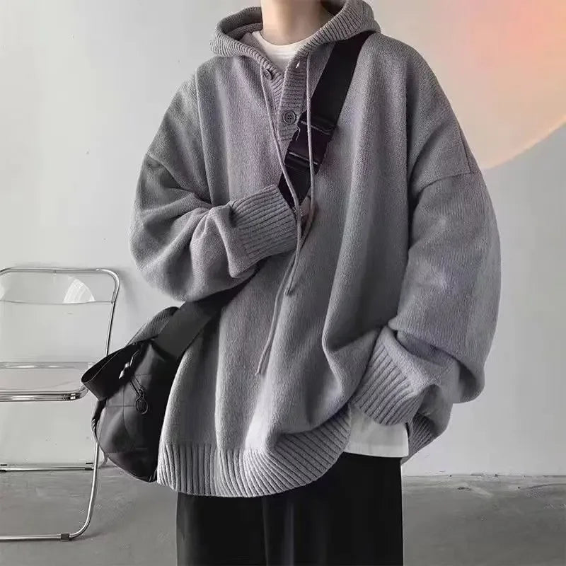 Hooded Sweater /Vintage Idle Style Versatile Knitted Top Trendy Brand Sweater Casual Wear