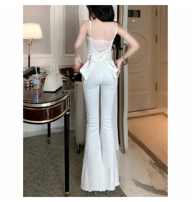 Three-dimensional butterfly jeans with a sense of design, high waist