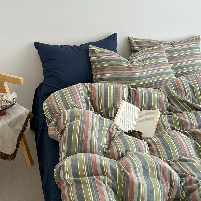 Washed Super Soft Duvet Cover Set with Bed Sheet Skin-friendly Bedding Set Hygroscopic Breathable Quilt Cover