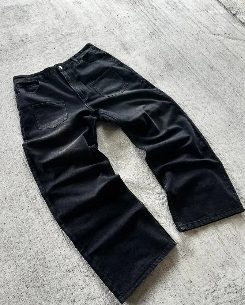 Y2K Baggy Jeans Harajuku vintage cherry blossom Embroidery jeans streetwear Hip Hop gothic wide leg jeans