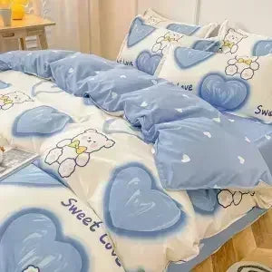 Pink Light Blue Checkered Striped Duvet Cover with Multiple Patterns 200X230cm Soft Duvet Cover Suitable