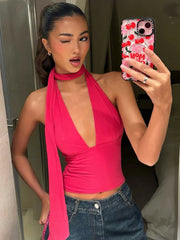 Weird Puss Scarf Tank Tops Backless Irregular Trend Hottie Hipster Trend Wild Classic Streetwear Basic Vest
