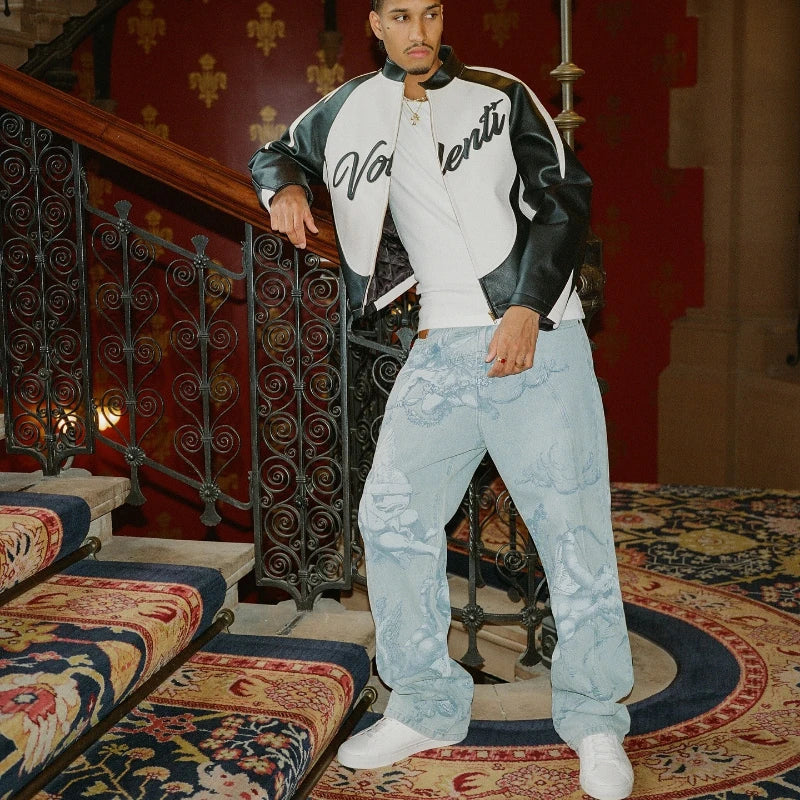 Y2k Angel Baggy Jeans Retro High Street Cupids Arrow Pants American Hip Hop Streetwear Unisex Casual Straight Jeans