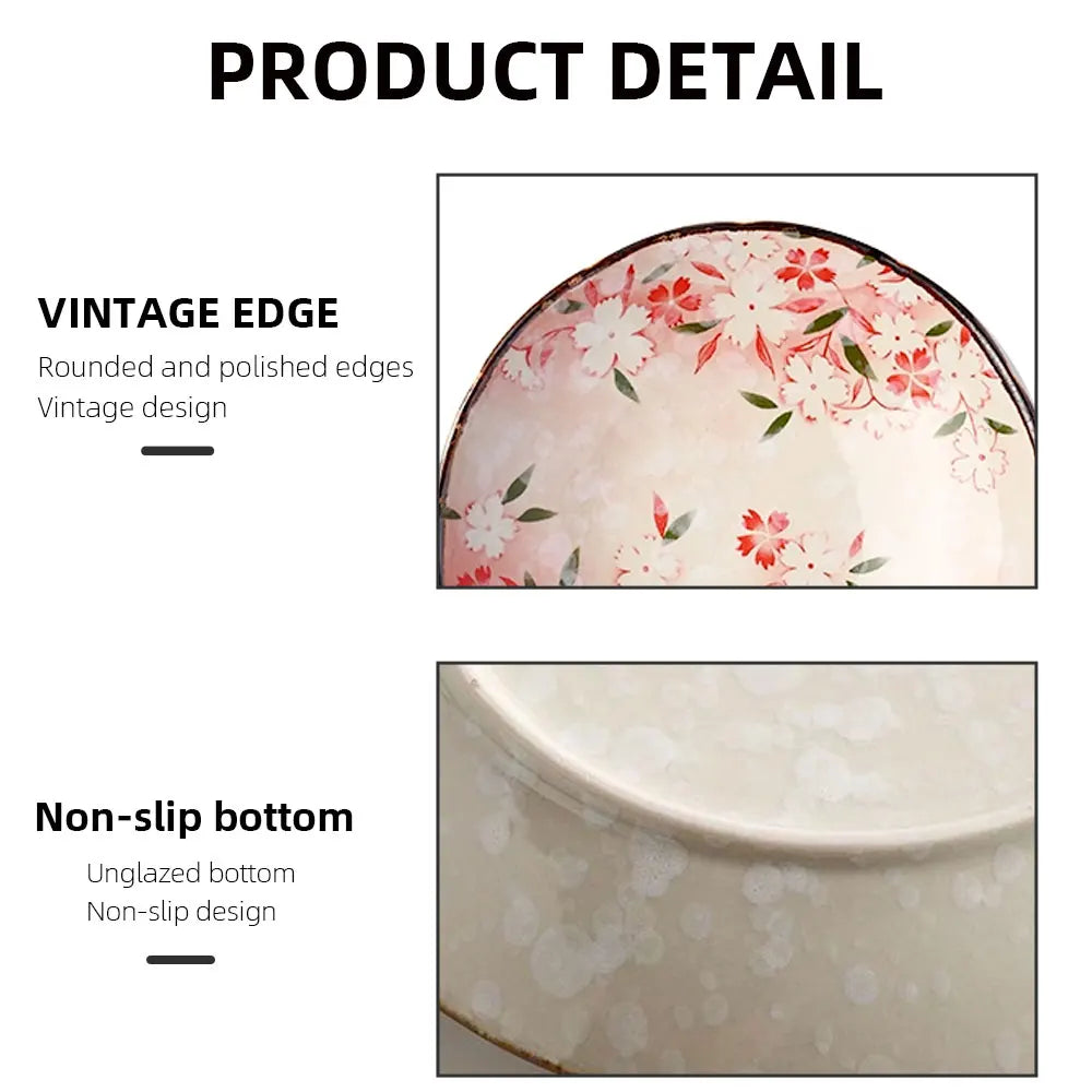 8.35 inch Japanese Style Vintage Amphora Ceramic Soup Bowl Microwave Oven Bowl with Non Slip Bottom Salad Pasta Fruit Bowl