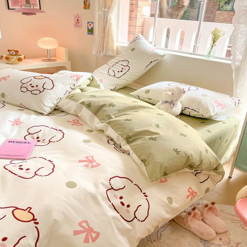 1Pcs 100% Cotton Printed Duvet Cover Cartoon Pattern Skin Friendly Breathable Comforter Cover Bedclothes