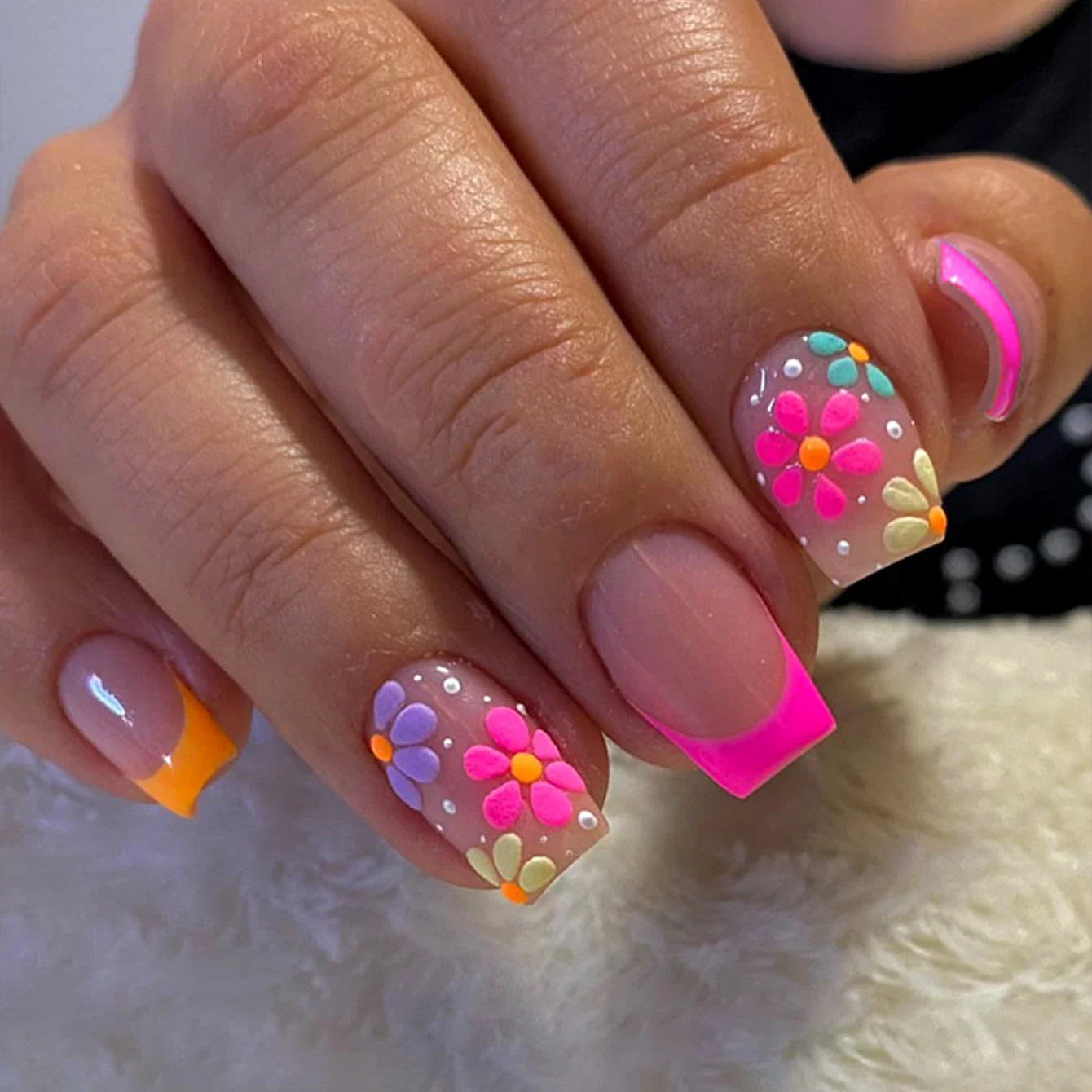 24pcs Ballet Fake Nails Pink White Bow Design French White Edge Flash Diamond High Saturation Full Coverage Fake Nai