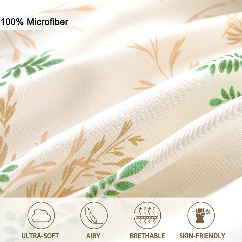 3pcs Elegant Floral Tea Art Print Duvet Cover Set