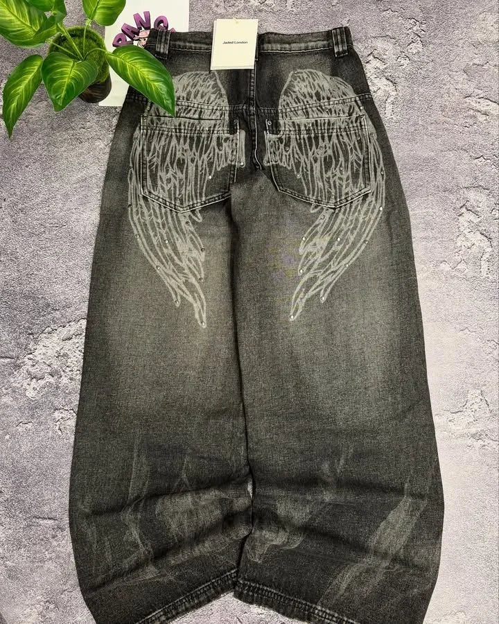 Y2K High Street Dark Gothic Unisex Jeans American Harajuku Baggy Straight Pants Hip Hop Rock Trend Wide Pants