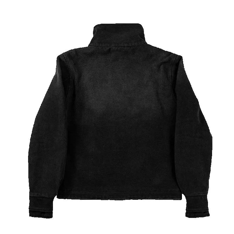 Y2k Fencing Jacket Vintage Wash Gradient Irregular Buttons Unisex Jacket Gothic Harajuku Streetwear Canvas Cotton