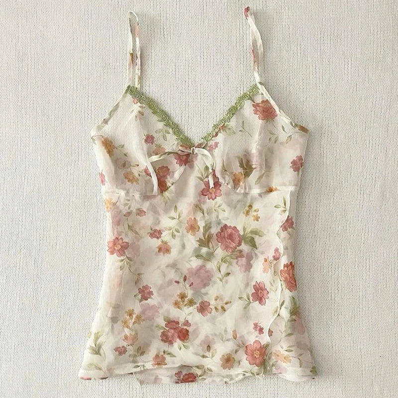 Y2k Tank Top Flower Harajuku Graphic Print Rock Goth Unique Crop top Streetwear Punk Vintage Sleeveless Top Casual Hip Hop Vest