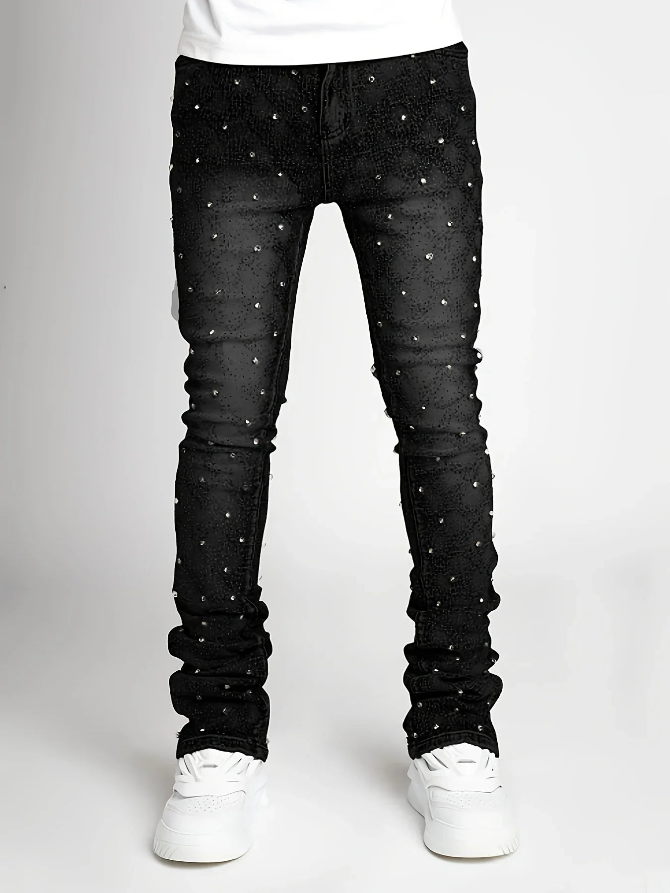 denim personality straight leg pants European