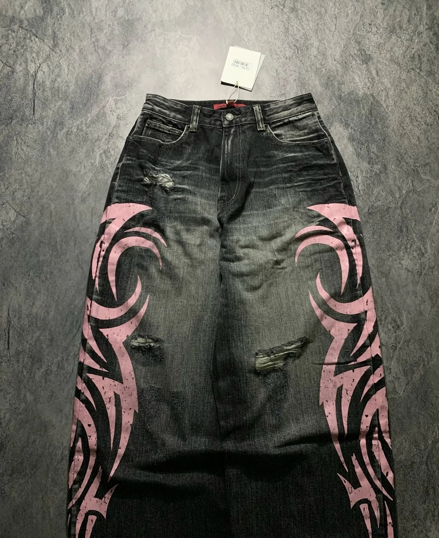 American Graffiti Punk Hip-Hop Printed Gothic Jeans