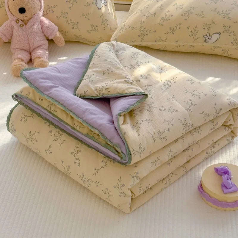 Sweet Printed Air-Condition Blanket Soft Skin-Friendly quilted quilt Breathable Cooling Comforter Queen King Beds
