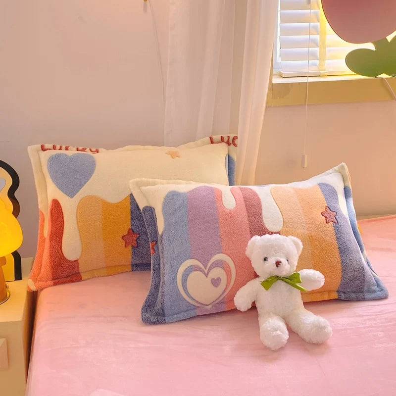 2pcs Fluffy Plush Pillowcase