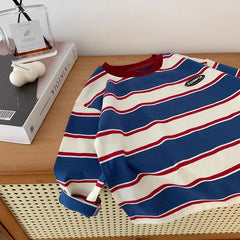 Stylish Boys' Striped Sweatshirt Comfortable Long Sleeve Top