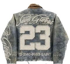 American Retro Jacket Y2K Clothes Hip Hop Letter Stitching Embroidery Washed Oversized Jackets Casual Coats Streetwear