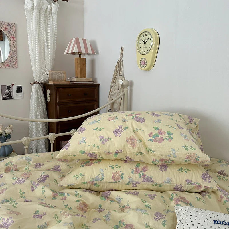 Floral Style Duvet Cover Pure Cotton Bed Cover Girls Soft Comforter Covers Set with Pillowcase이불커버 King Size Quilt Cover Set