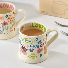 Childhood Graffiti Butterfly Cream Ceramic Mug