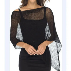 Combhasaki Knitwear Bikini Cover-up See-through Solid Off Shoulder Irregular Triangle Hem Loose Pullover Beach Tops