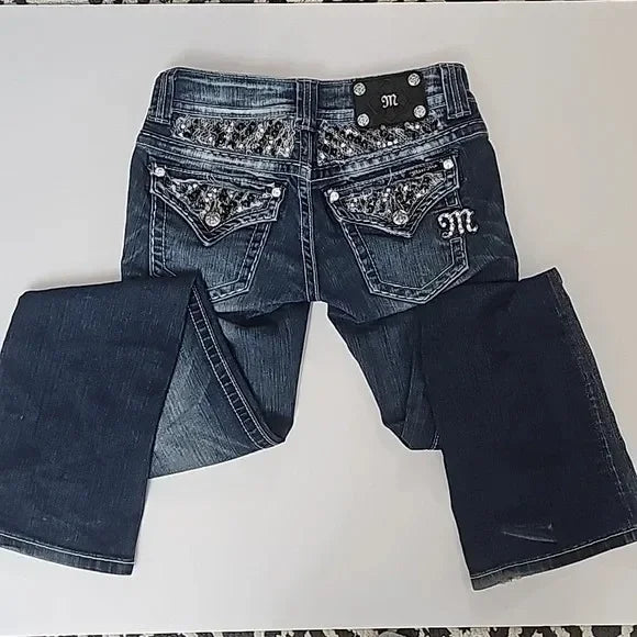 Vintage Blue Baggy Jeans High Waist Slim Flared Trousers Gothic Jeans Y2K Harajuku Hip Hop Pocket Embroidery Denim Pants