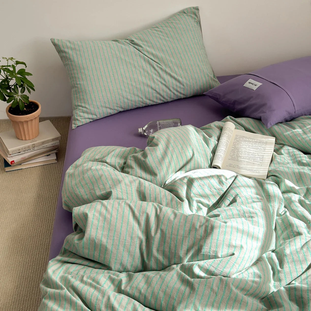 100%Cotton Striped Duvet Cover Set