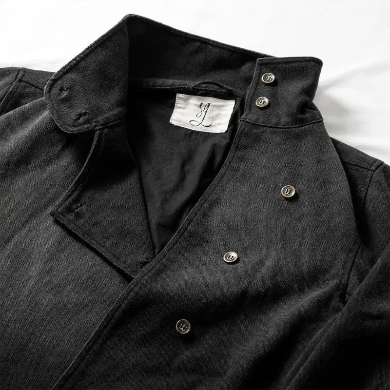 Y2k Fencing Jacket Vintage Wash Gradient Irregular Buttons Unisex Jacket Gothic Harajuku Streetwear Canvas Cotton