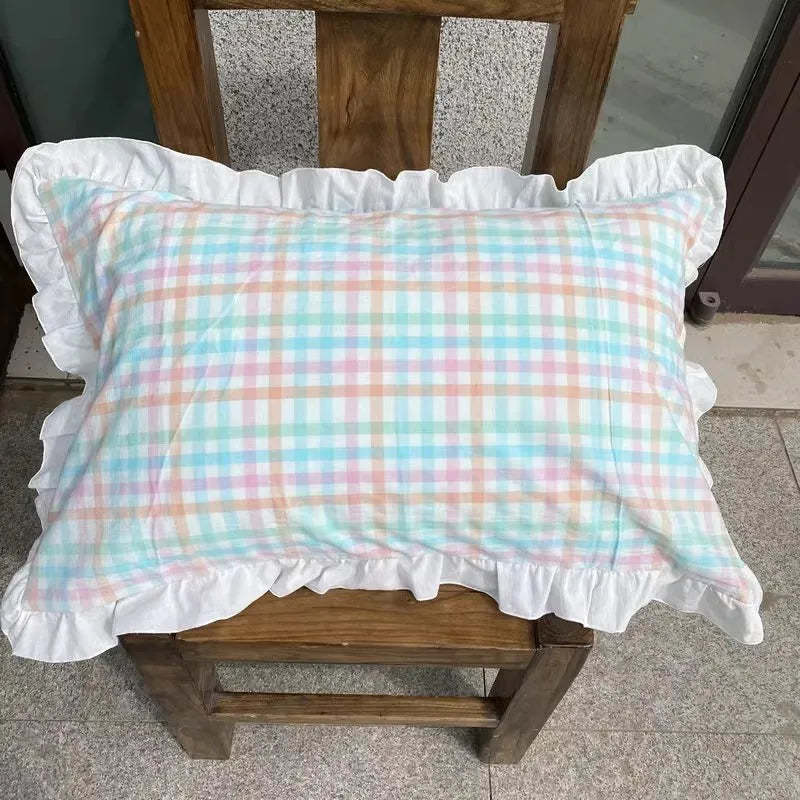 Classic Plaid Pillowcase Cotton Japanese Simple Four-season One Pair Pillow Covers Decorative Bedding Textile Pillow Protector