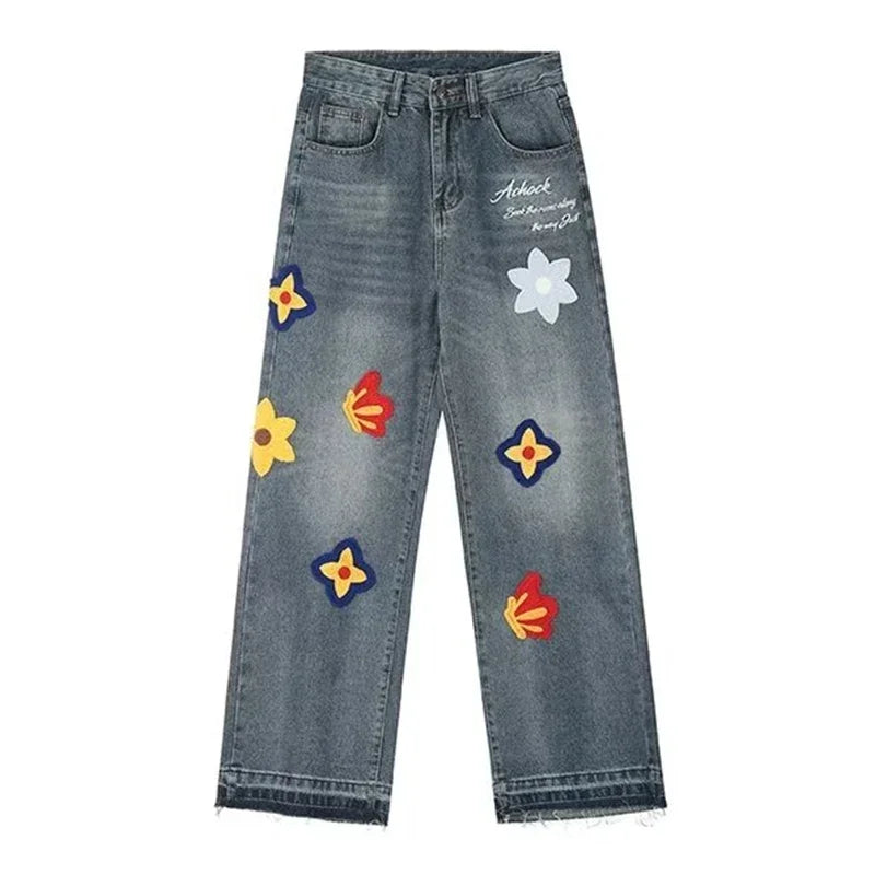 Y2K Vintage Flower Embroidery Jeans