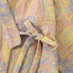 Lady Kimono Print Flower Bathrobe Gown Sweat Steaming Bathrobe Shower Peignoir Pajamas Cotton Sleepwear Loungewear