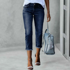 Ladies'able Slim Fitting Ripped Trendy Jeans Streetwear Casual Distressed Stretchy Denim Pants