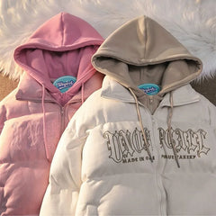 American Niche Ins Fake Two-piece Hooded Bread Coat Y2K Street Loose Retro Couple Coat Tide