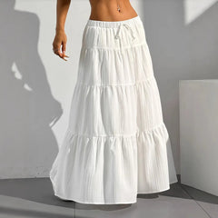 SpringHalf length Skirt with Strap Splicing Large Swing Skirt Loose Long Skirt Wear
