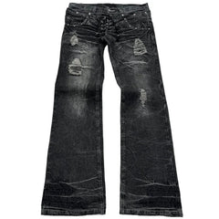 retro double waisted lace up micro flared pants streetwear Y2K washed high-quality design sense