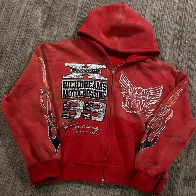 Y2K Print Hoodie Retro Pattern Print's