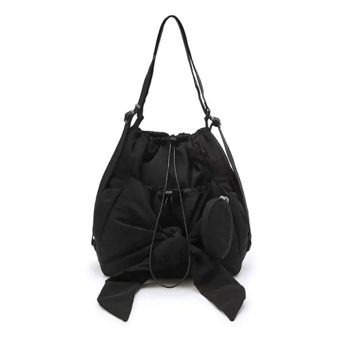 Bag Nylon High-Capacity Casual Backpack Bow Drawstring Shoulder Bag Handbag All-match