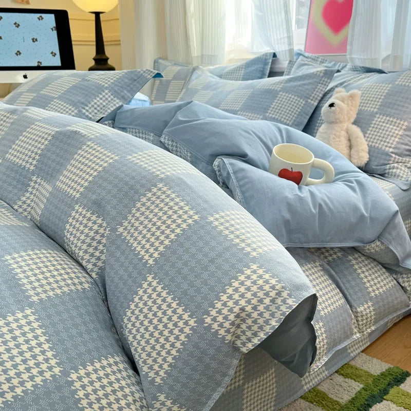 100% Cotton Printed Duvet Cover Single Piece Fresh Style Bedding Cover Soft Breathable Quilt Cover