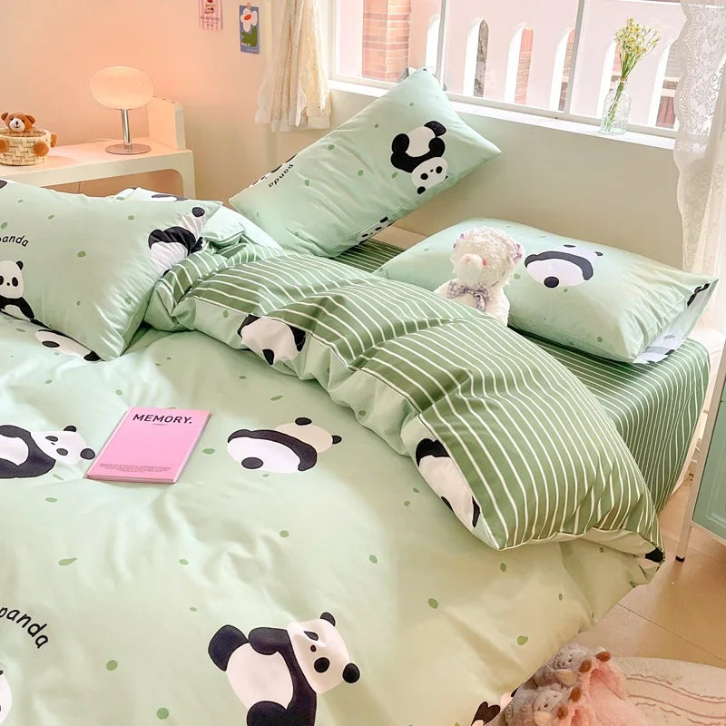 1Pcs 100% Cotton Printed Duvet Cover Cartoon Pattern Skin Friendly Breathable Comforter Cover Bedclothes