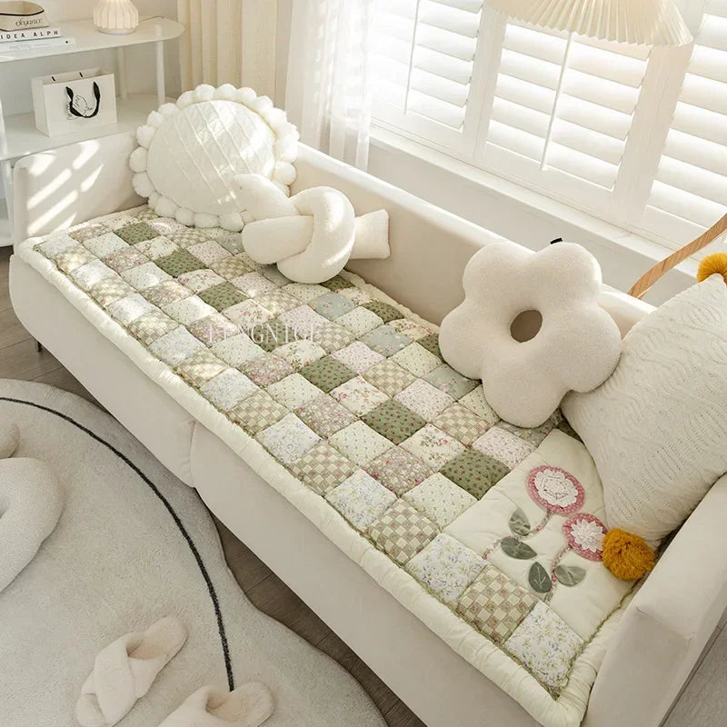 Korean Pure Cotton Sofa Cover Embroidery Sofas Towel Non Slip Couch Covers L Shaped Corner Sofa Mat Seat Pad