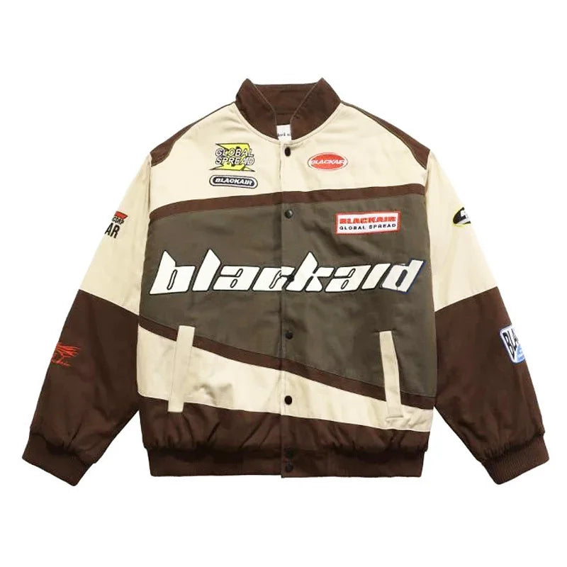 American Letter Flocking Baseball Uniform Jacket Y2K Retro Vintage Lovers Motorcycle