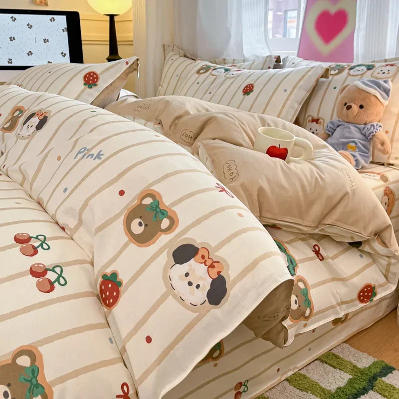 100% Cotton Printed Duvet Cover Single Piece Fresh Style Bedding Cover Soft Breathable Quilt Cover