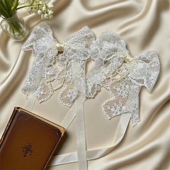 1Pair/2Pairs French Romantic White Flower Lace Curtain Tieback with Bead Korean Bow Strap Trims