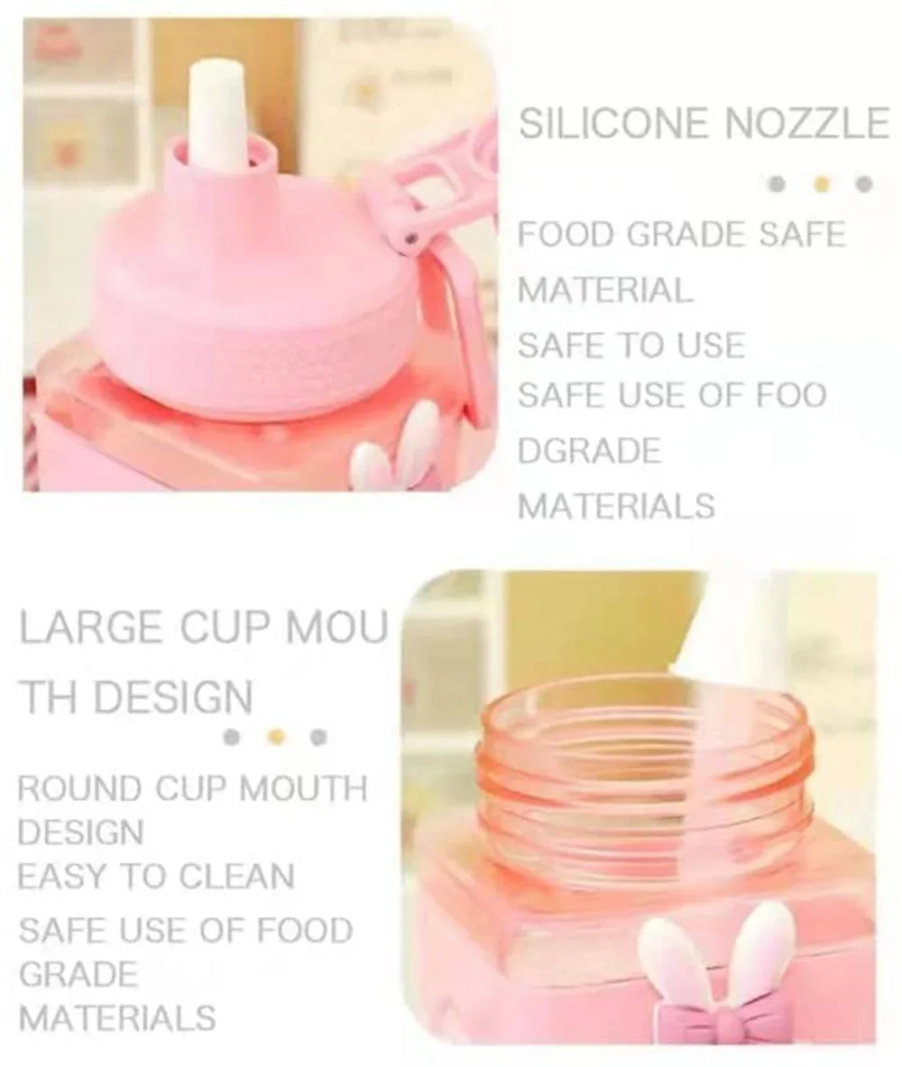 700ml/900ml Kawaii Shaker Water Bottle With Straw Sticker Cute BPA Free Plastic Tea Milk Portable Gourde Drink Bottle