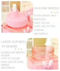 700ml/900ml Kawaii Shaker Water Bottle With Straw Sticker Cute BPA Free Plastic Tea Milk Portable Gourde Drink Bottle