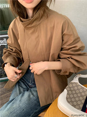 Korea Short Outerwear Casual Loose Lazy Chic Long Sleeve Cotton Blends Windbreaker Coats Thin Thench
