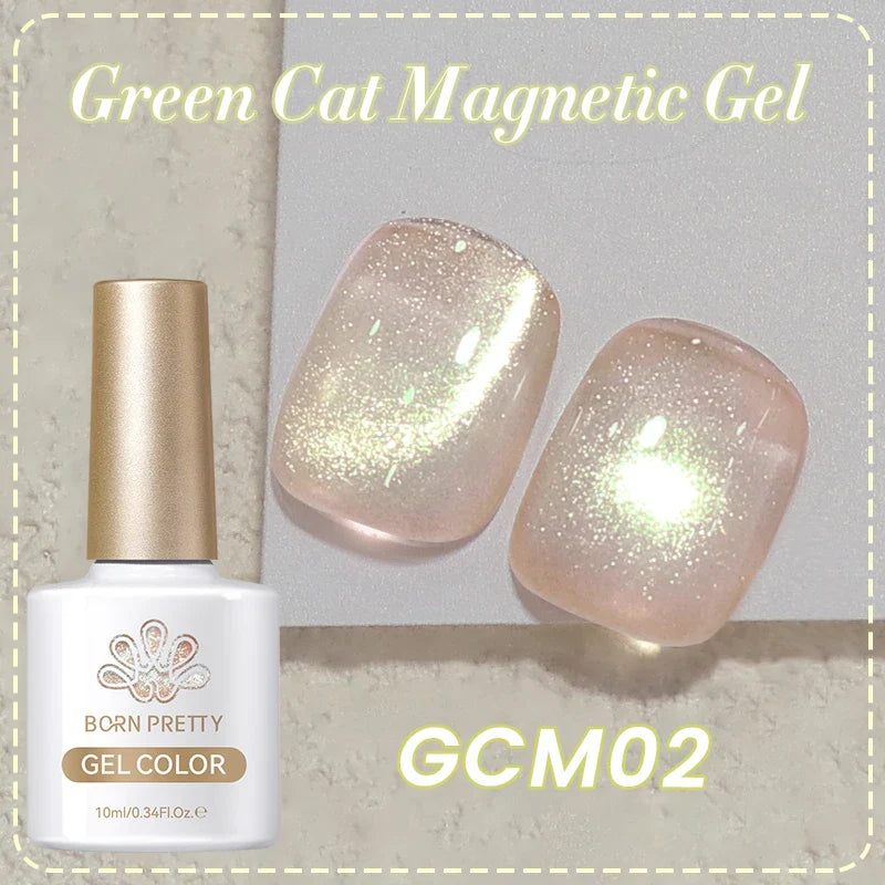 10ml Green Cat Magnetic Gel Ultra Shine Holographic Glitter Semi Permanant Soak Off UV LED Gel Varnish