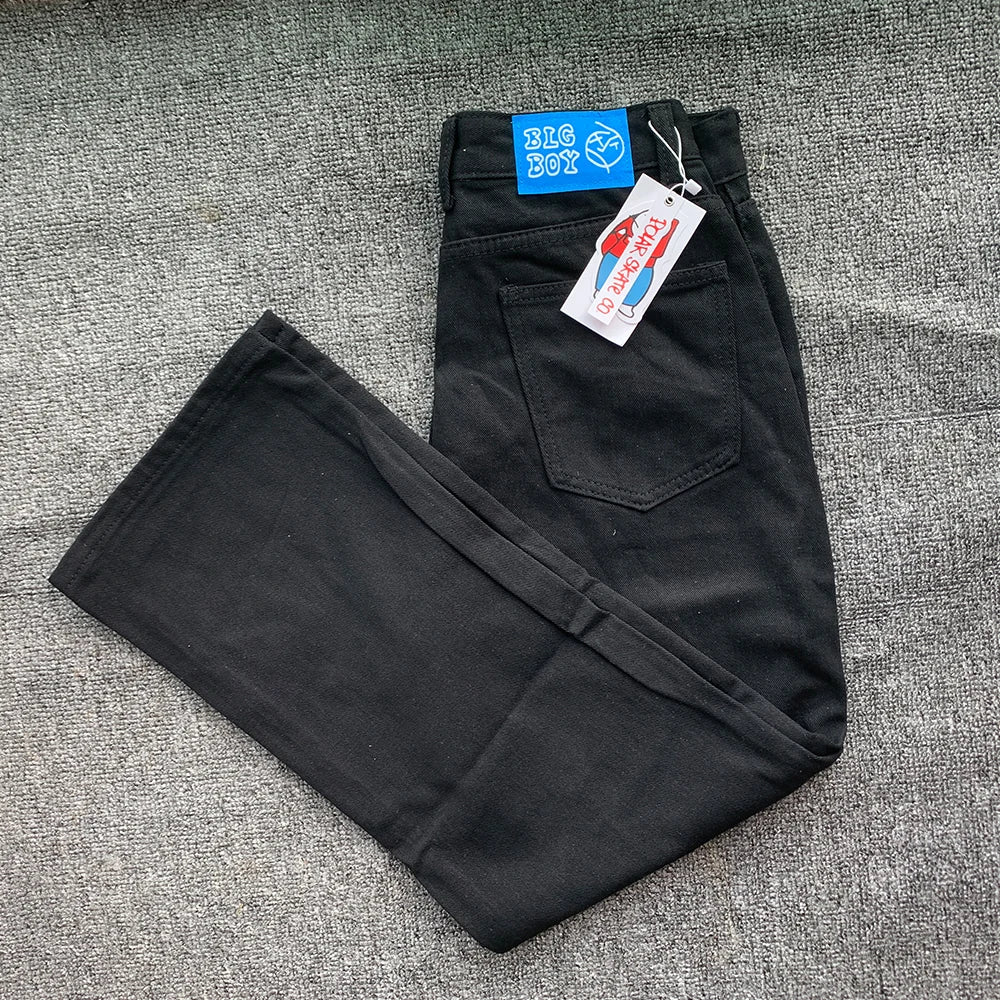 Y2K Embroidery Baggy Boy Jeans Streetwear Gothic Cartoon Blue Straight Jeans Retro Punk Rock High Waist Denim Trousers