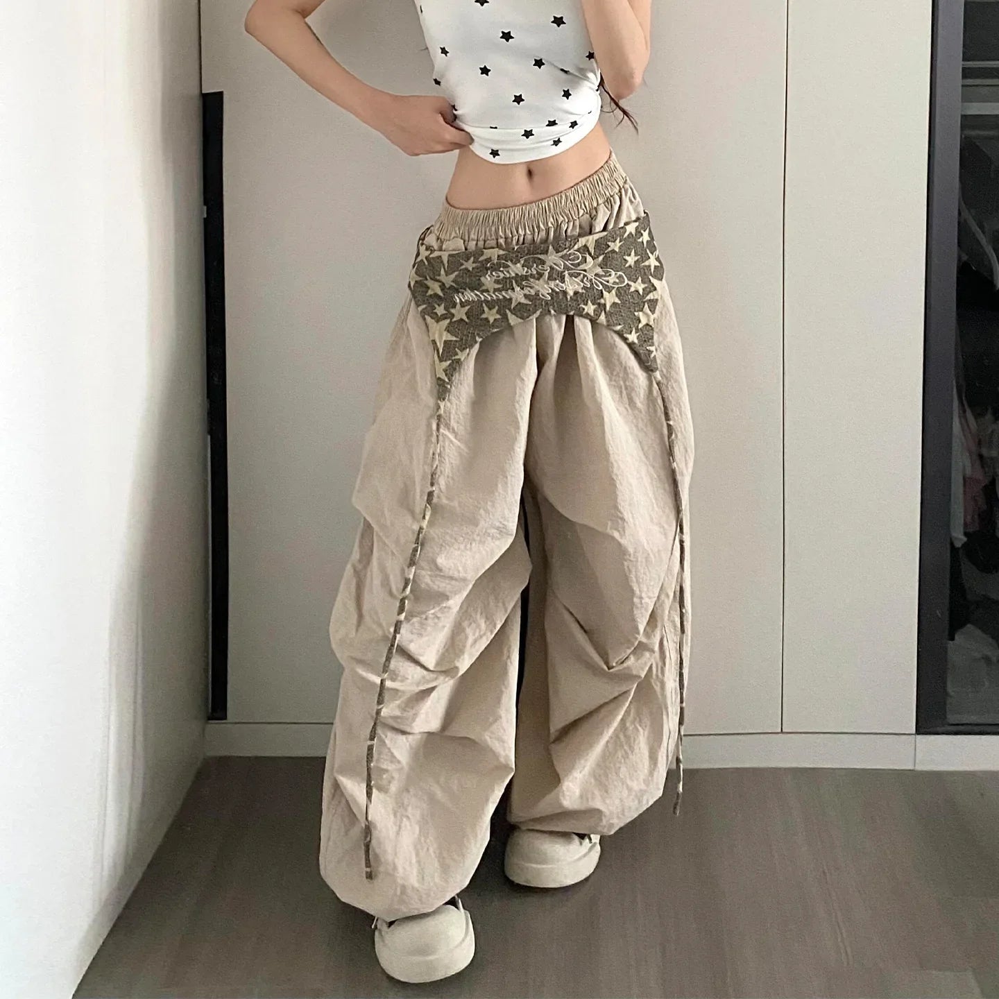 Designer Layering Cargo Pants Lightweight Quick-Dry Jazz Dance Trousers Baggy Paratrooper Streetwear Wide Leg Pants