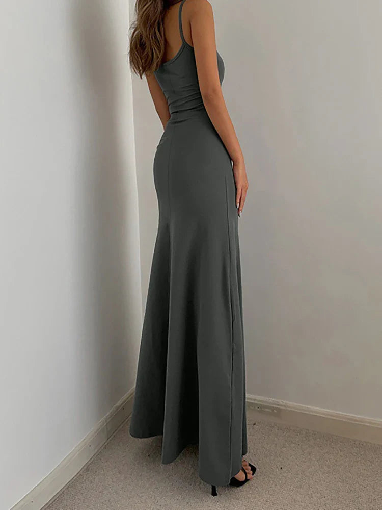 Simple Temperament Suspender Long Backless Slim Waisted Sweet
