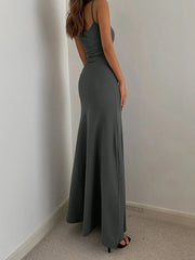 Simple Temperament Suspender Long Backless Slim Waisted Sweet