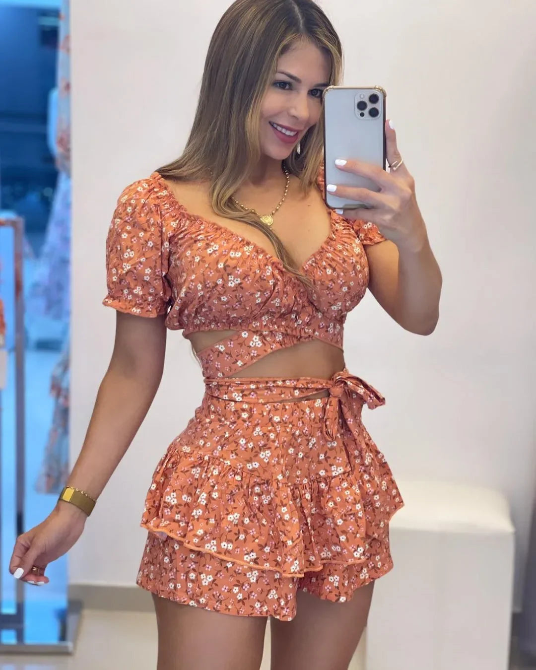 Playsuits Print Floral Jumpsuits Shorts Skirts Pants V Neck Short Sleeve Lace Up Tight Waist One Piece Rompers